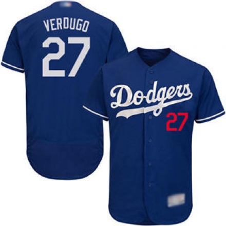 دهان باب خشب Men's Dodgers #27 Alex Verdugo Blue Flexbase Collection Stitched Baseball  Jersey دهان باب خشب
